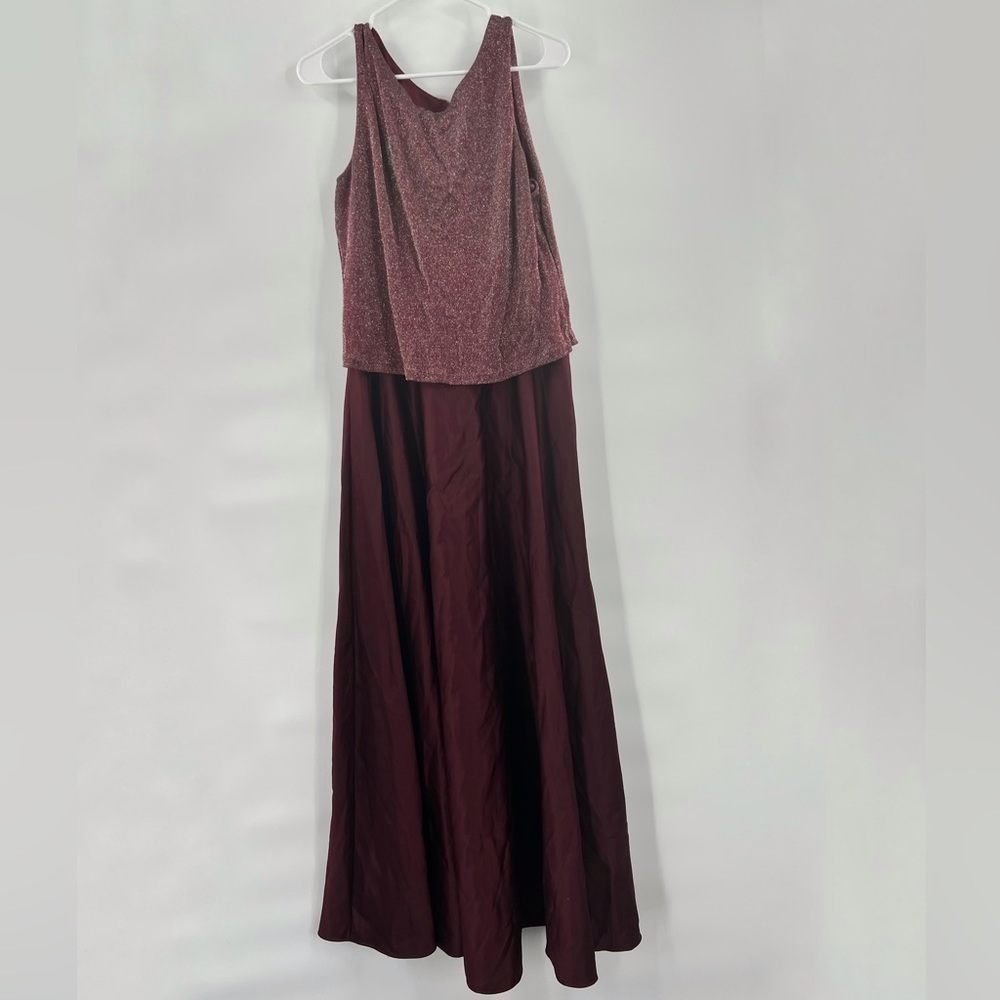 Arianna Rachel Kaye red maron sleeveless maxi dress size L